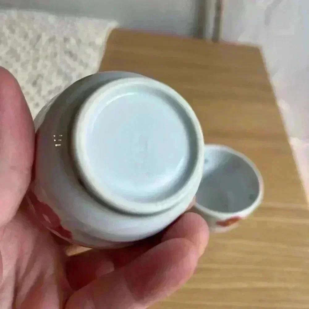 Japanese Sake Cup Sakazuki Chikusen Miura made Tiger Petal 2 pieces Kintsugi - Picture 7 of 8